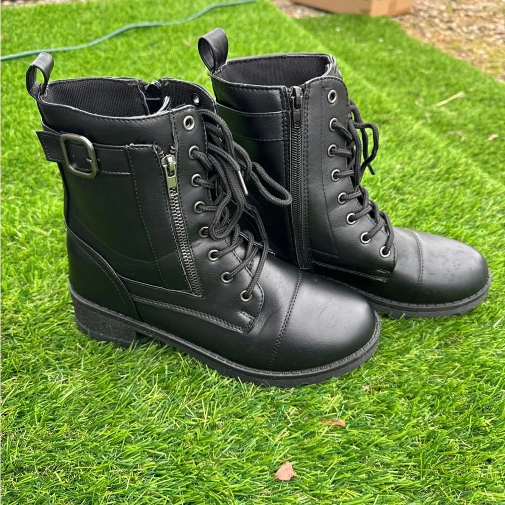 Black Lace-Up Combat Boots